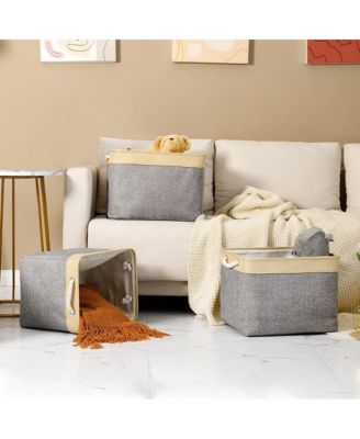 3pack Storage Bins Canvas Basket Organizer with Handles Gift Basket