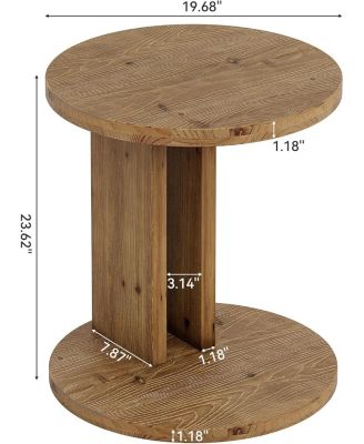 Farmhouse End Table for Living Room, Bedroom, Easy Assembly