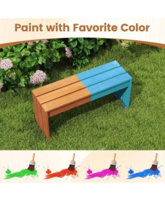 2-Person Outdoor Bench with Solid Wooden Frame for Backyard