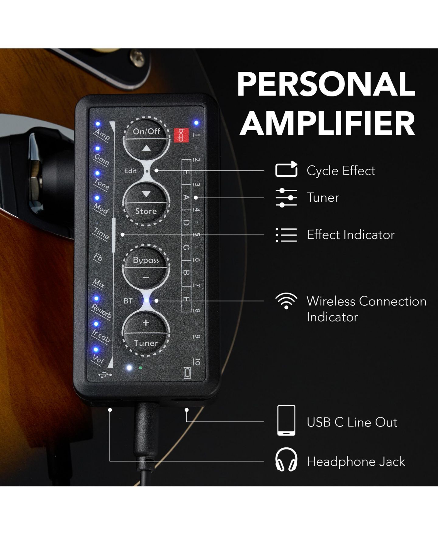 Детские игрушки Best Choice Products Beginner Electric Guitar Kit w/ Headphone Amp, Padded Gig-Bag, Headphones, цвет: Зелёный / Чёрный — фото 6