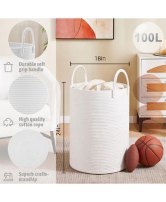 Woven Cotton Rope Hamper for Clothes Storage