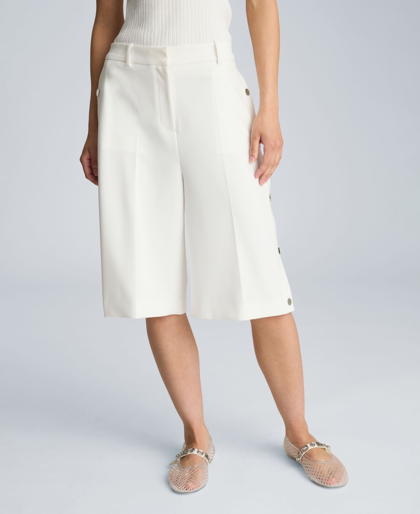 Женские шорты Kenneth Cole High-Rise Side Snap, цвет: Чистый белый — фото 4