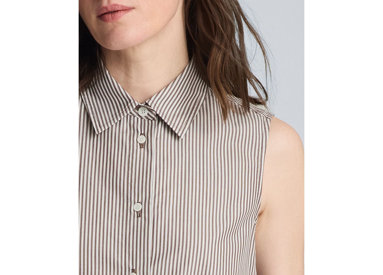 Women's Striped Collared Neck Swing Shirt Dress with Lace Trim