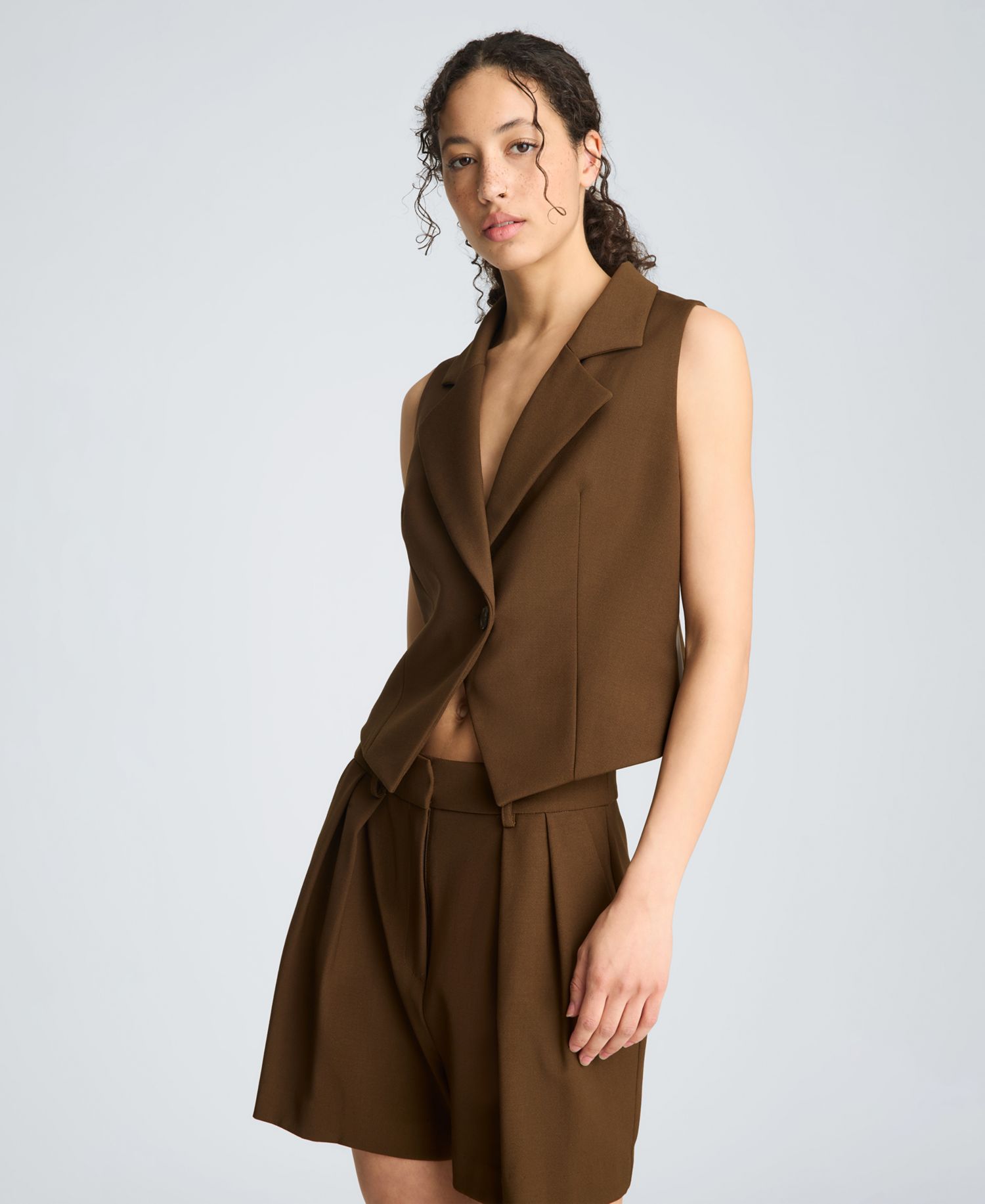 Women's Fitted one Button Vest with Side Piping