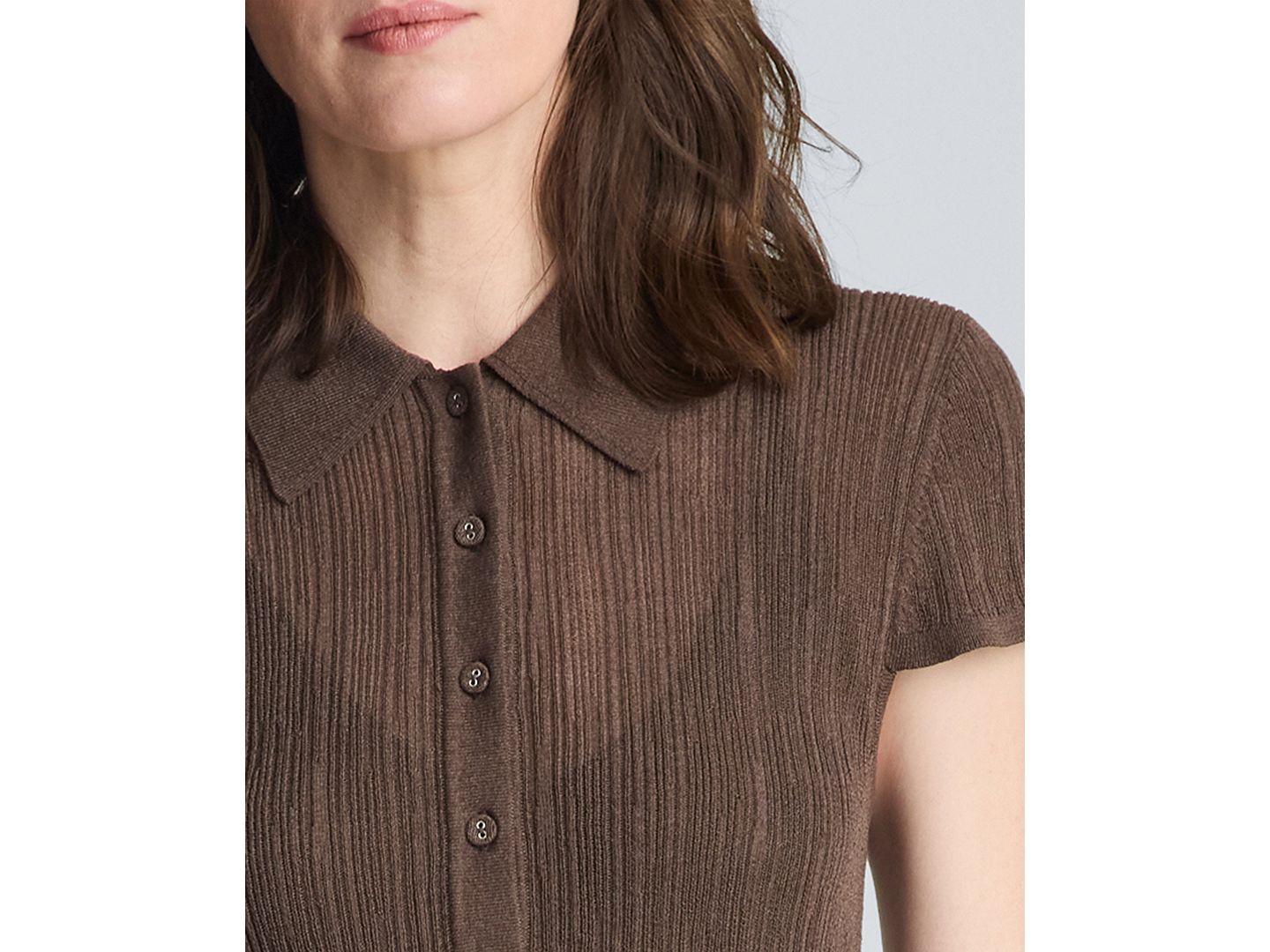 Женское платье Kenneth Cole Variegated Ribbed Collared Neck Polo Sweater Dress, цвет: Коричневый — фото 7
