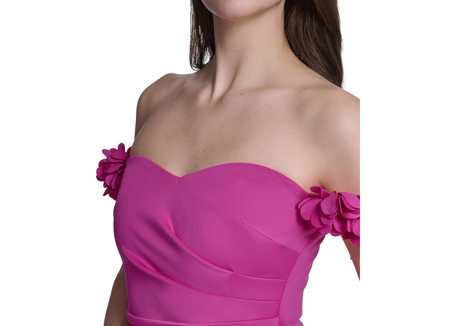Women's Strapless Floral-Sleeve Mermaid Dress