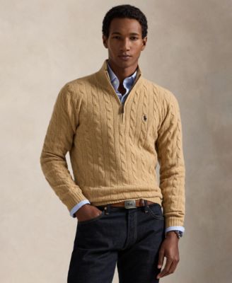 Men's Cable-Knit Quarter-Zip Sweater