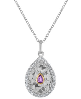 Amethyst (1/20 ct. t.w.) & White Topaz (1/6 ct. t.w.) Pendant Necklace in 14k Two-Tone Gold (Also Available in Blue Topaz)