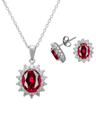 Blue Topaz and White Topaz Pendant Necklace and Earrings (5.24 ct. t.w.) in Sterling Silver, 2-Piece Set