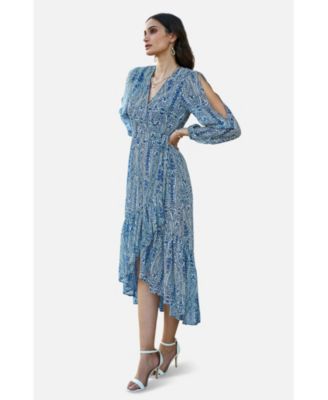 Women's Paisley Dipped Hemline Midi Dress