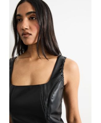 macy's faux leather dress Trinity Faux Leather Dress Blue – Marlina Boutique