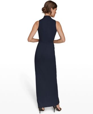 Women's Draped Faux-Wrap Gown
