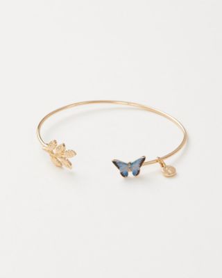 Fable England Enamel Butterfly Bangle - Multi  gold