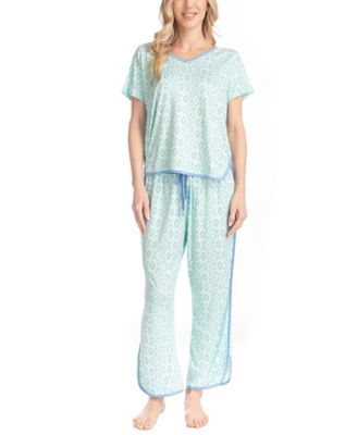 Women's Artistic Garden V-Neck Top and Ankle Pants