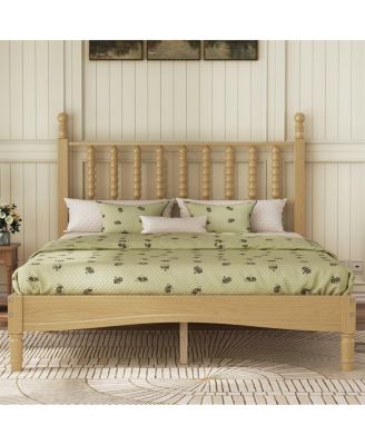 Wood Platform Bed with Gourd Headboard