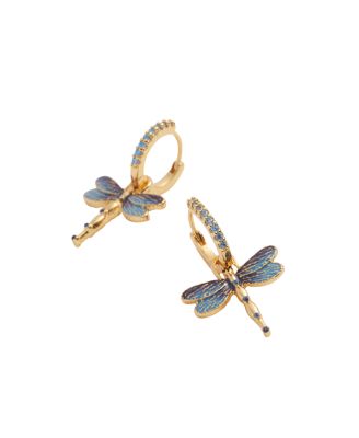 Fable England Dragonfly Crystal Earrings - Blue gold 54$