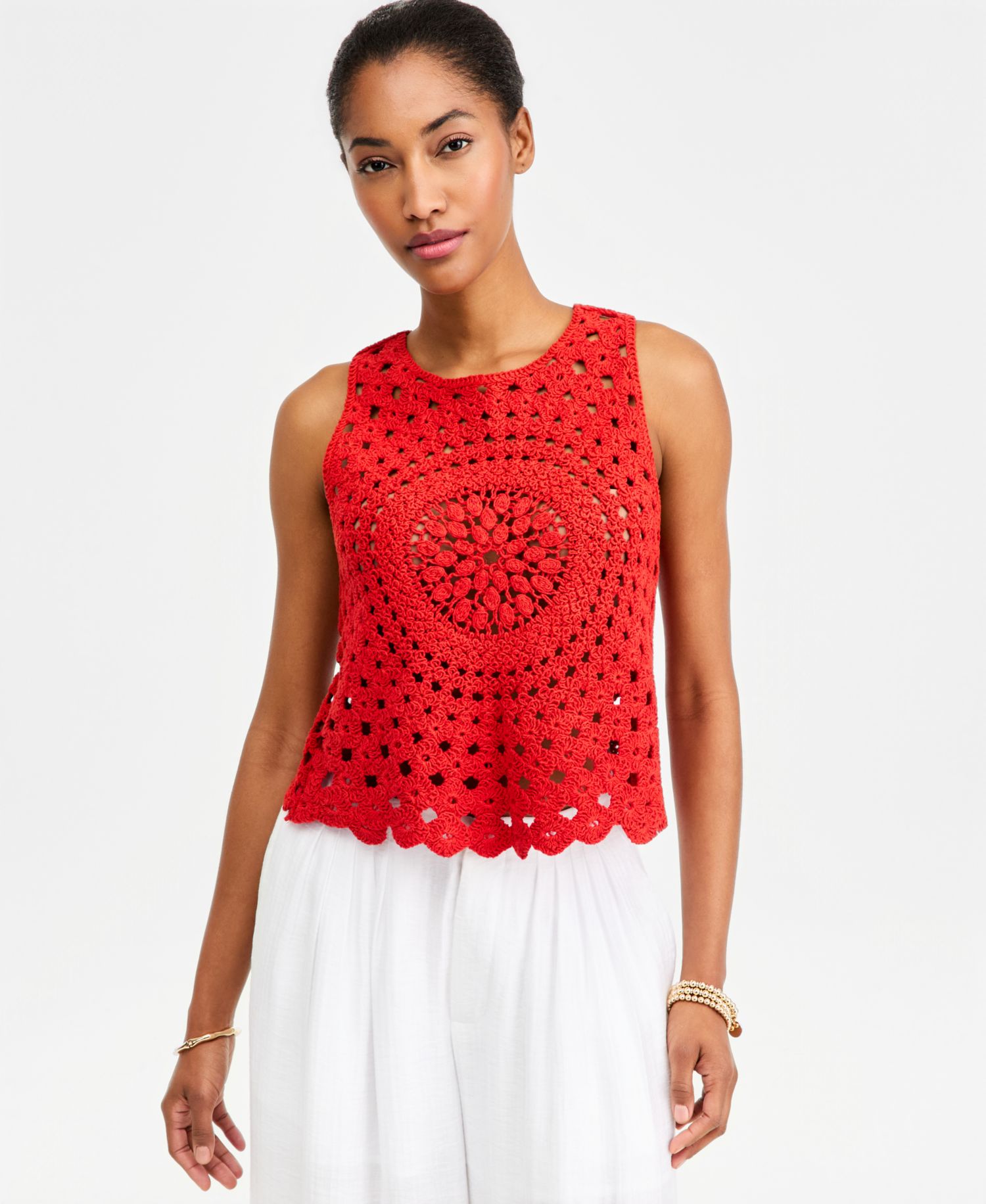 Women's Crochet Button-Back Tank