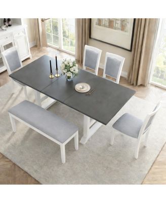 Extendable 6-Piece Dining Set with Bench