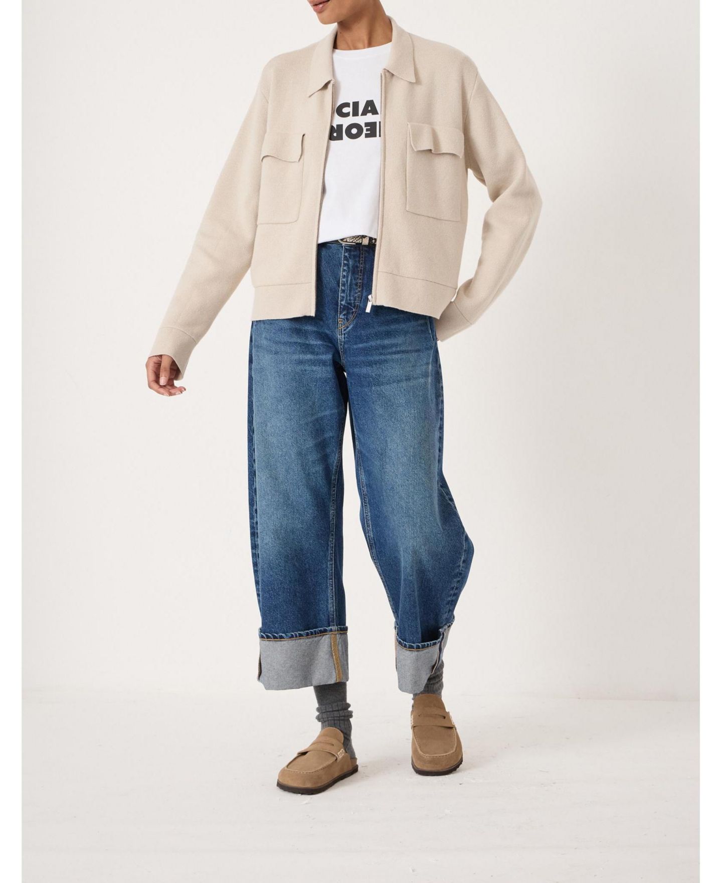 Женская куртка Hush Knitted Zip Front, цвет: Каменный белый — фото 8