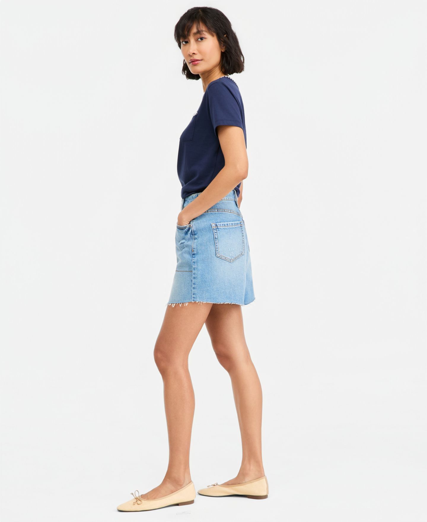 Женская юбка On 34th Mid-Rise Raw-Edge-Hem Mini Denim Skirt, цвет: Варёный — фото 4
