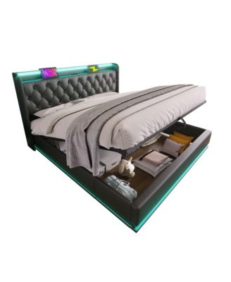 Queen Upholstered 360 Surround LED Light App & Remote Control Platform Bed Frame