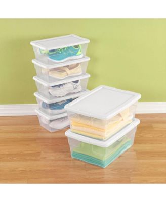 6 Qt Storage Box, Stackable Plastic Container, Home Organizer, 12 Pack