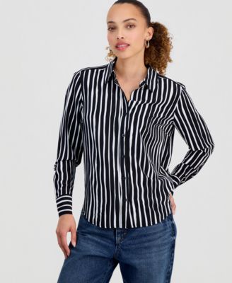 Petite Striped Button-Up Shirt