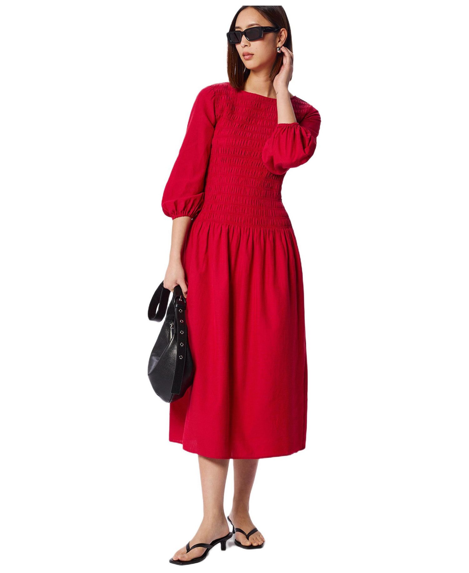 Women's Smocked Bodice Midi Dress
