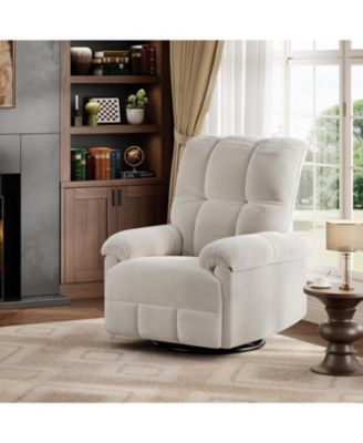 Manual Recliner Chair,360 Swivel Rocker Glider Recliner with Padded Armrests, Modern Chenille Upholstered Reclining Chair for Living Room.