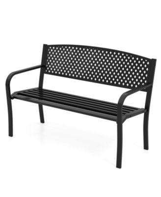 Metal Outdoor Patio Bench with High Back for 2-3-Person Seating