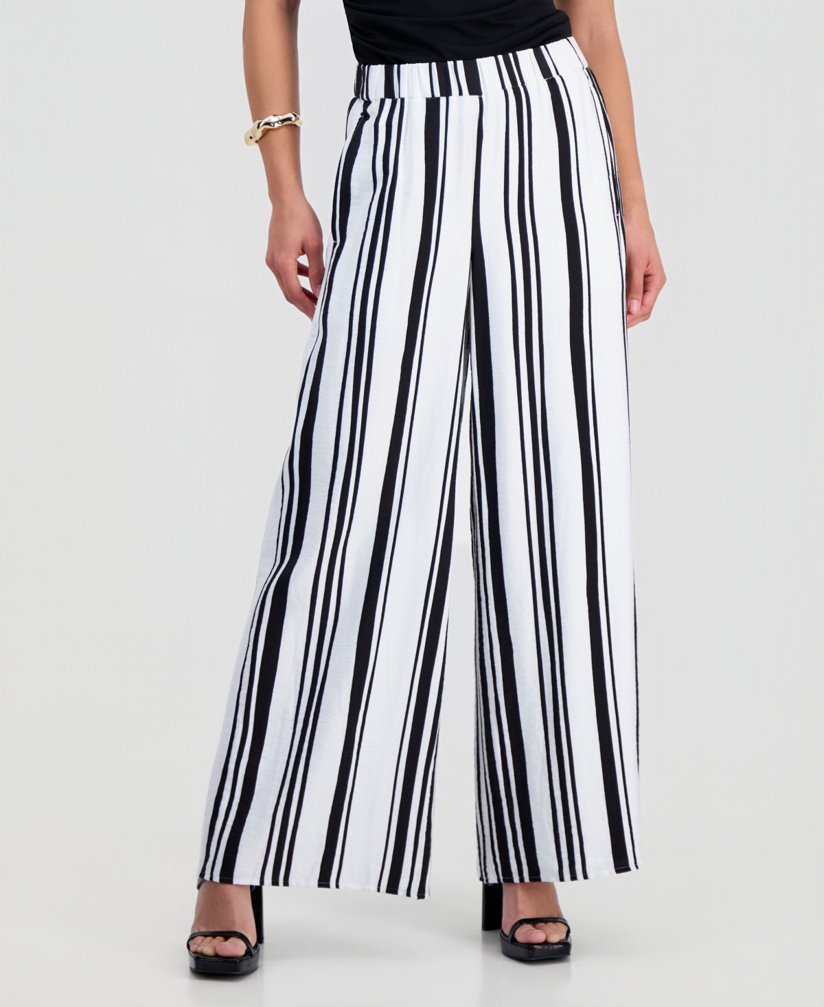 I.n.c. International Concepts Petite Stripe High-Rise Wide-Leg Pants, Macy's Exclusive