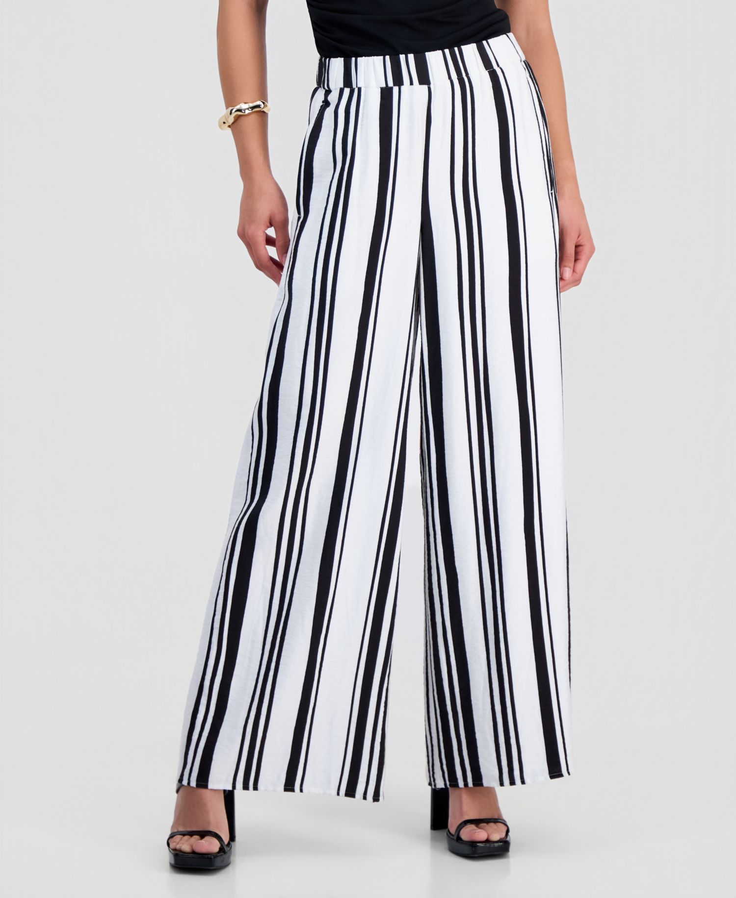 Petite Stripe High-Rise Wide-Leg Pants