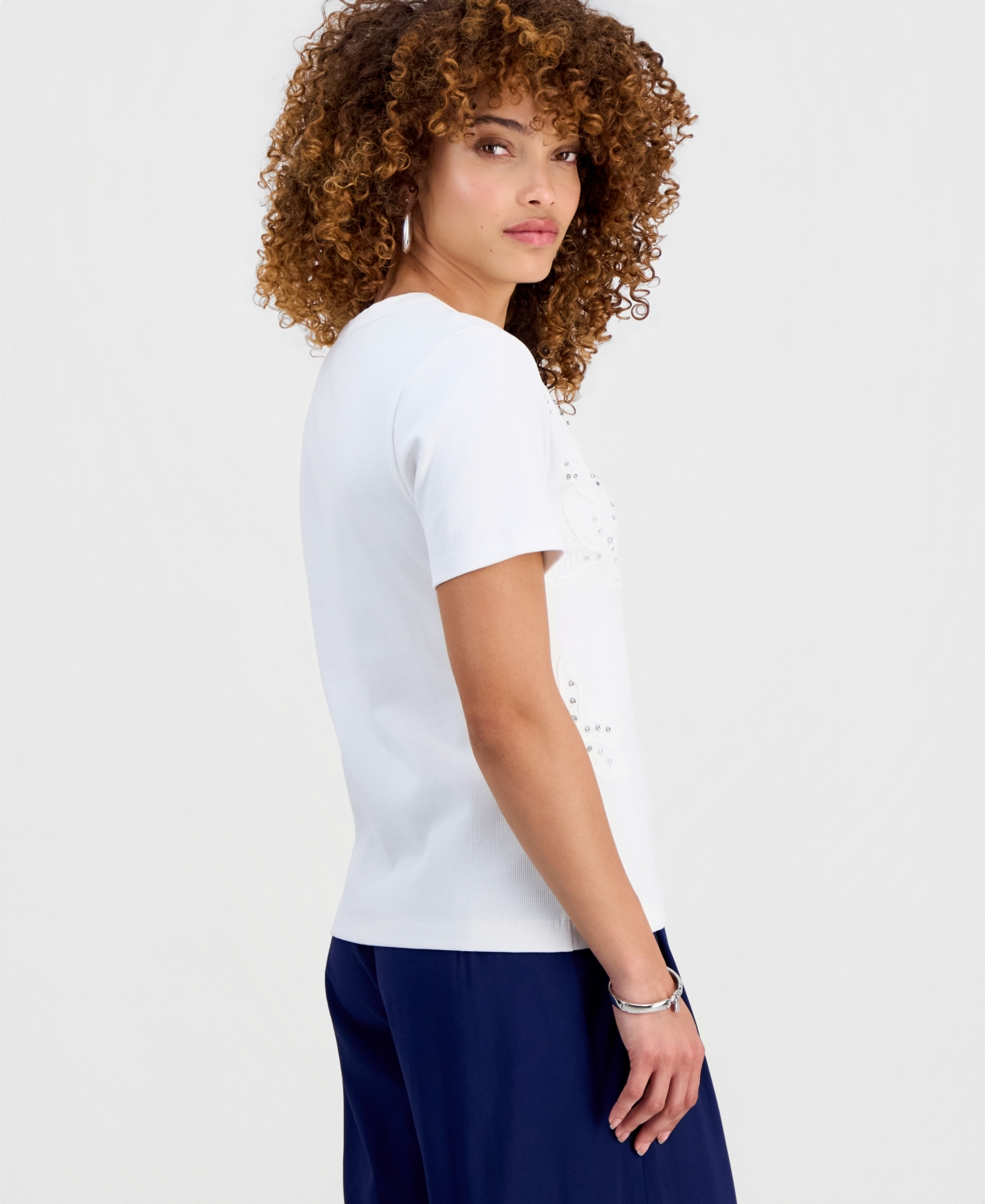 I.n.c. International Concepts Petite Crochet Embellished Top, Macy's Exclusive