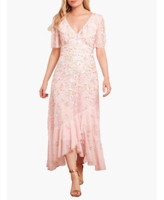 Women's Ethereal Blooms Frill Ankle Gown