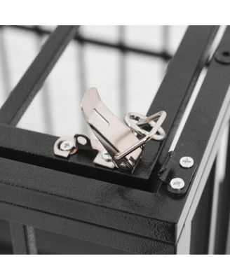 60" Dog House Crate, Heavy Duty Metal Kennel with Roof Door, Removable Trays and Mat