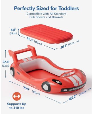 Inflatable Toddler Travel Bed with Sides, Portable Toddler Air Mattress for Camping and Travel, Hand Pump Included