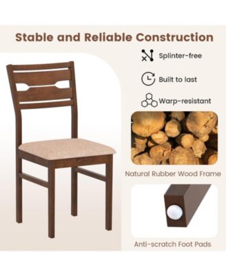 Padded Dining Chairs Set of 2 with Rubber Wood Frame and Polyester Cushion