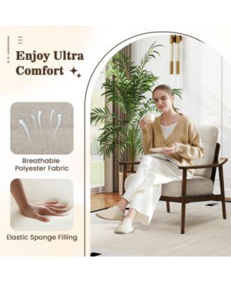 Modern Accent Chair with Rubber Wood Armrests and Polyester Cushion