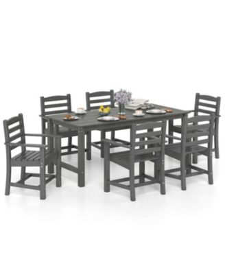 7-Piece HDPE Outdoor Dining Set with 67 in Rectangle Table and 6 Ergonomic Armchairs