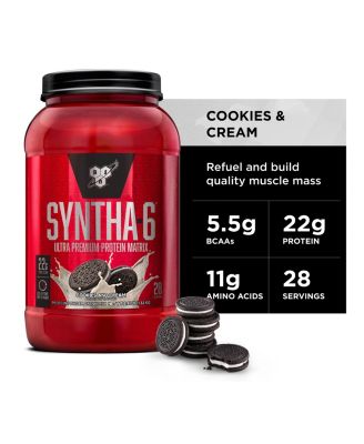 Bsn Syntha-6 Whey Protein Powder Micellar Casein Milk Protein Isolate Powder Cookies and Cream 28 Servings 42$