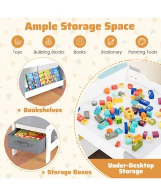 4 in 1 Kids Toddler Activity Table and Chairs Set with Reversible Tabletop