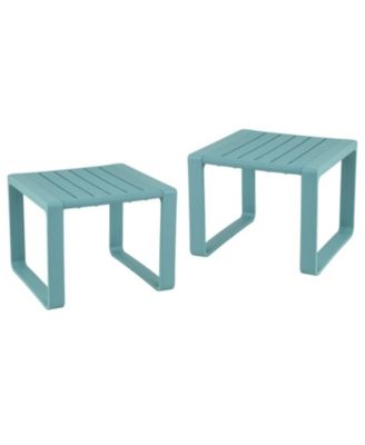Adirondack Outdoor Side Table Set of 2 with Slatted Top and U-Shaped Base