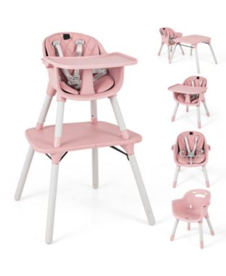 Baby 4-in-1 Convertible Table and Chair Set with PU Cushion and Safety Harness