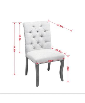Modern Chenille Fabric Dining Chairs Set of 2 - Curved Solid Wood Legs, Nailhead Trim and Tufted Back, 300 lbs Capacity for Dining Room