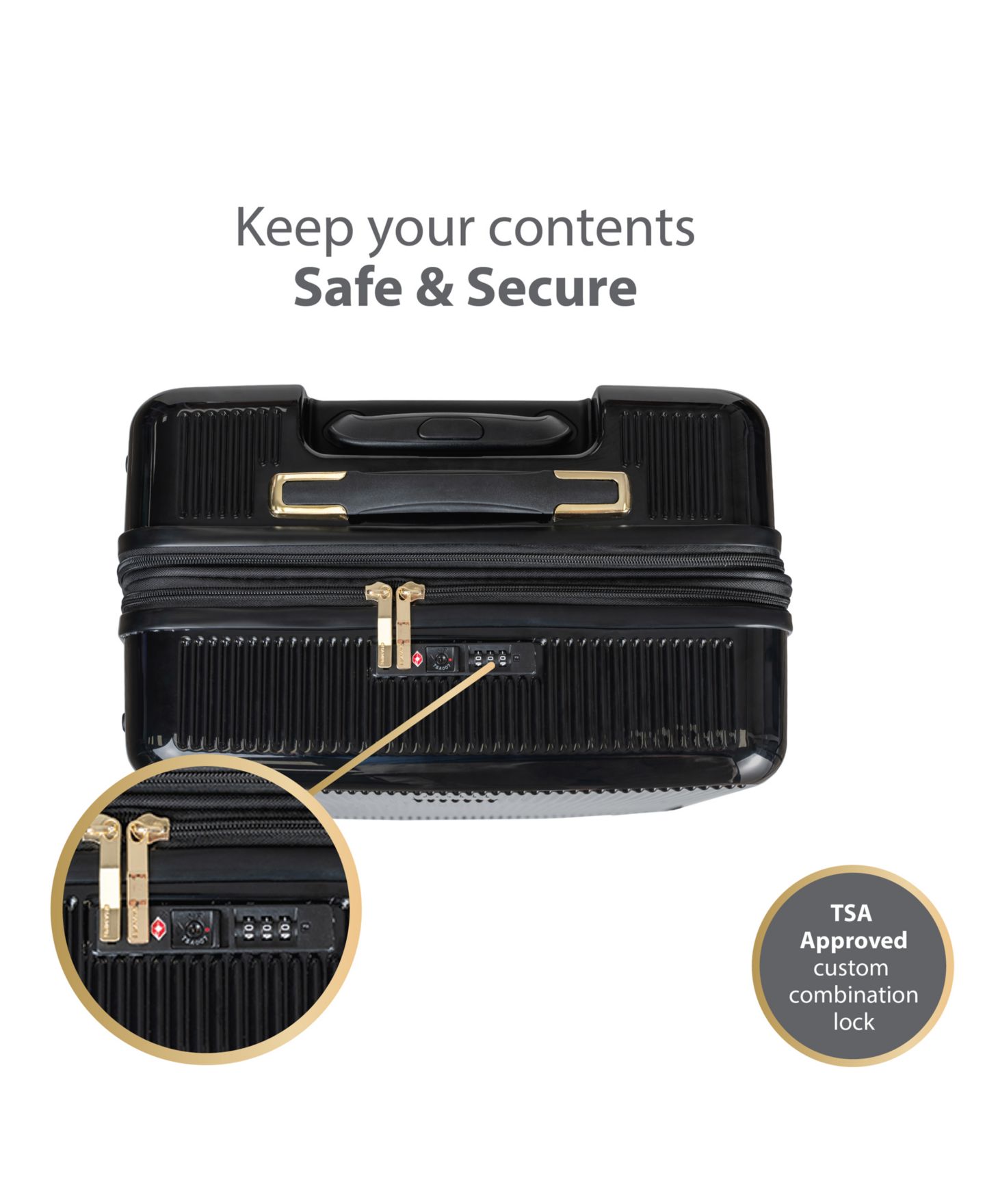 Чемоданы CHAMPS 3-Piece Luxe Hardside Luggage Set, цвет: Чёрный — фото 6