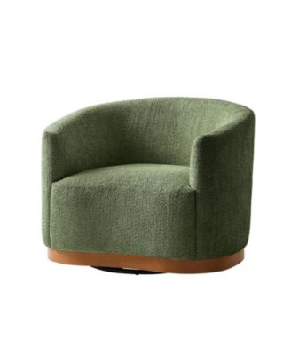Berklie 31.5"W Modern Boucle Chenille Swivel Barrel Armchair with Ergonomic Backrest