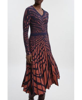Women's Zebra Jacquard Knit Midi Dress
