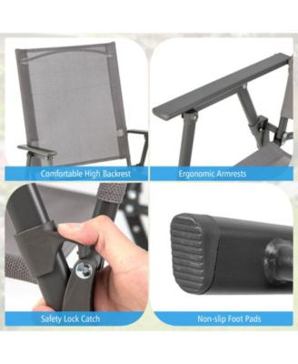 4PCS Patio Portable Metal Folding Chairs Dining Chair Set Poolside Garden