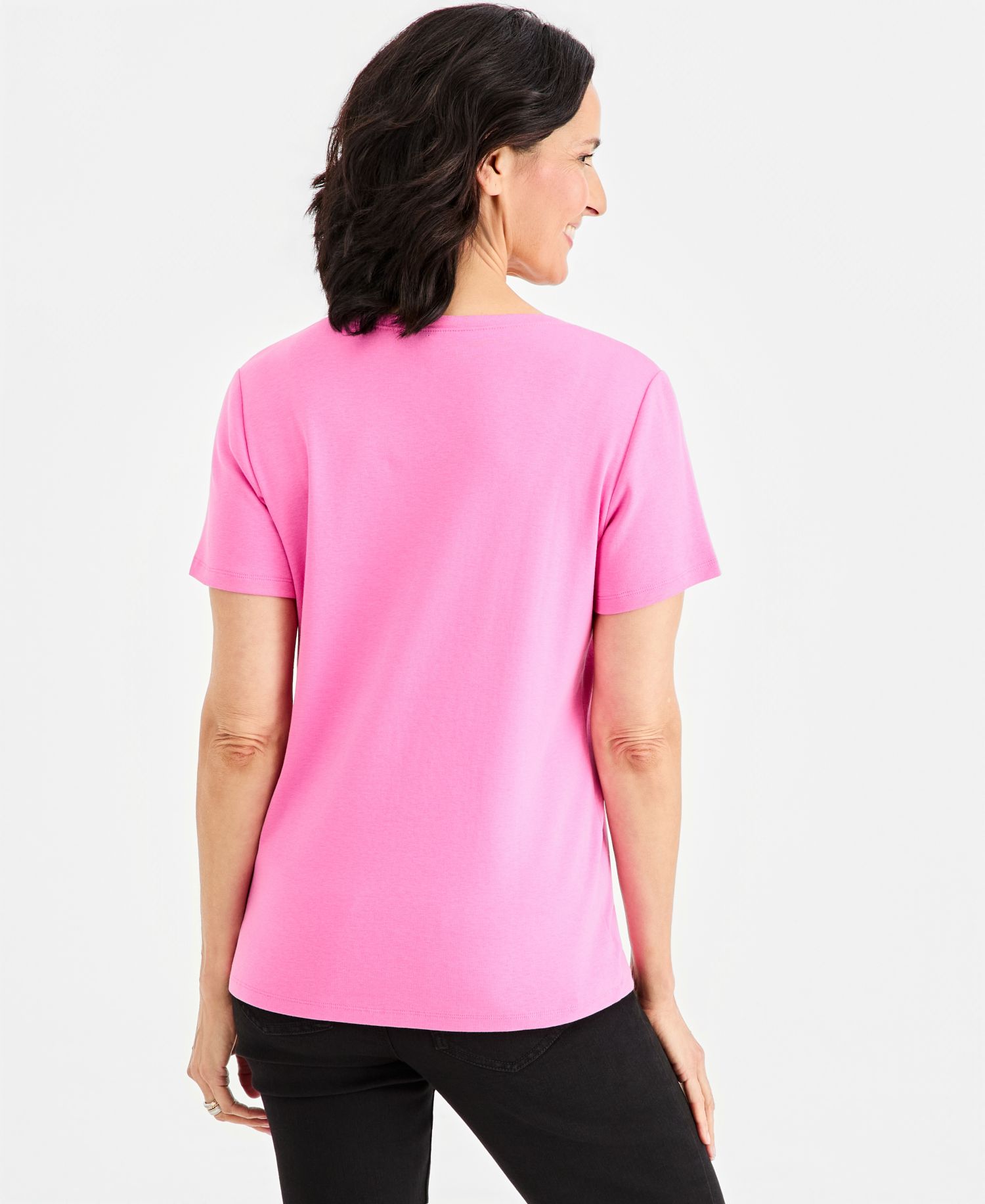 Women's Short-Sleeve Cotton Henley Top