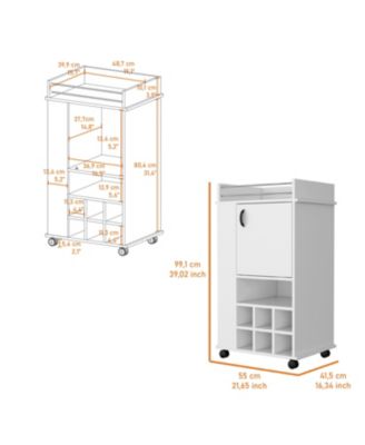Bar Cart with 2 Cabinets with Casters Finish